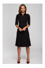 S231 Collar dres with a buckle belt - black