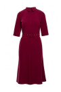 S231 Collar dres with a buckle belt - maroon