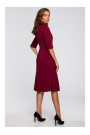 S231 Collar dres with a buckle belt - maroon