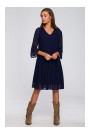 S236 Plain chiffon dress - navy blue