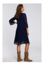 S236 Plain chiffon dress - navy blue