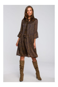 S237 The neck chiffon dress with irregural print - model 3