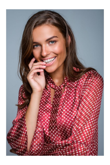 S237 The neck chiffon dress with irregural print - model 2