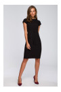 S239 Pencil dress with a tie belt - black