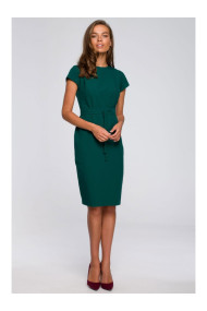 S239 Pencil dress with a tie belt - green