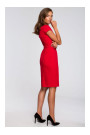 S239 Pencil dress with a tie belt - red