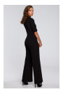 S243 Elegant jumpsuit with a tie neck - black