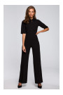 S243 Elegant jumpsuit with a tie neck - black