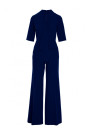 S243 Elegant jumpsuit with a tie neck - navy blue