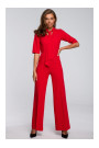S243 Elegant jumpsuit with a tie neck - red
