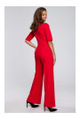 S243 Elegant jumpsuit with a tie neck - red