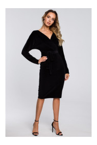 M561 Velvet Wrap Top Dress - black