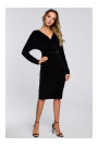 M561 Velvet Wrap Top Dress - black