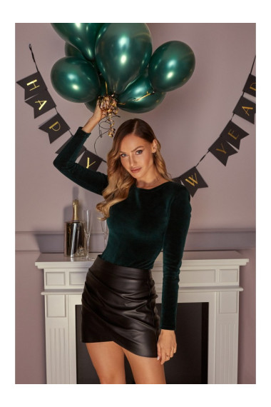 M568 Faux Leather Wrap Mini Skirt - black