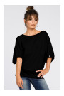 B048 Oversized blouse with a wrap detail - black