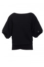 B048 Oversized blouse with a wrap detail - black