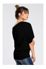 B048 Oversized blouse with a wrap detail - black