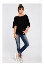B048 Oversized blouse with a wrap detail - black