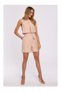 M574 Double Layered Sleeveless Romper - beige