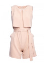 M574 Double Layered Sleeveless Romper - beige