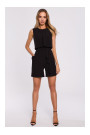 M574 Double Layered Sleeveless Romper - black