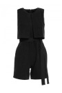 M574 Double Layered Sleeveless Romper - black