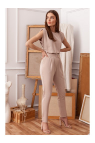 S259 Sleeveless jumpsuit with padded shoulders - beige