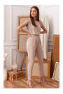 S259 Sleeveless jumpsuit with padded shoulders - beige