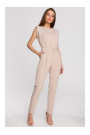 S259 Sleeveless jumpsuit with padded shoulders - beige