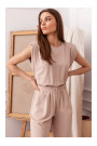 S259 Sleeveless jumpsuit with padded shoulders - beige