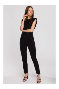 S259 Sleeveless jumpsuit with padded shoulders - black