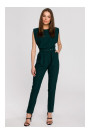 S259 Sleeveless jumpsuit with padded shoulders - green