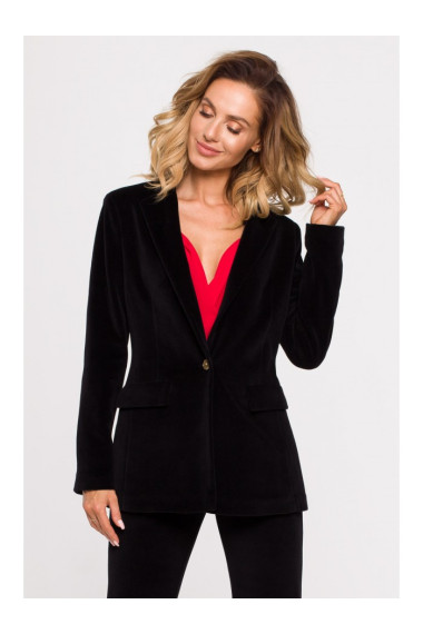 M643 Velvet single button blazer - black