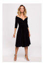 M645 Velvet wrap front midi dress - black
