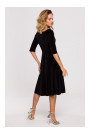M645 Velvet wrap front midi dress - black