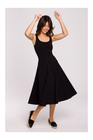 B218 Fit and flare sleeveless dress - black