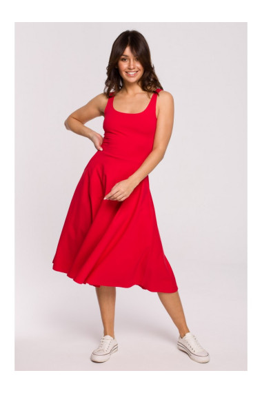 B218 Fit and flare sleeveless dress - red