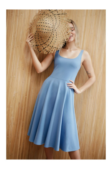 B218 Fit and flare sleeveless dress - blue