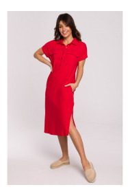 B222 Safari dress with flap pockets - red