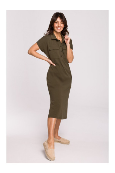 B222 Safari dress with flap pockets - khaki