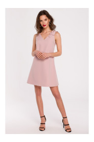 K128 Gluda A-veida kleita ar loku - kreps rozā krāsā