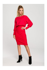 M690 Trikotāžas kleita vienkrāsas kombinācijā - sarkana