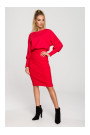 M690 Trikotāžas kleita vienkrāsas kombinācijā - sarkana