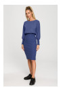 M690 Trikotāžas kleita vienkrāsas - indigo krāsas kombinācijā