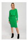 M690 Knit dress in combination of plain - green