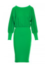 M690 Knit dress in combination of plain - green