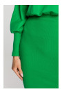 M690 Knit dress in combination of plain - green