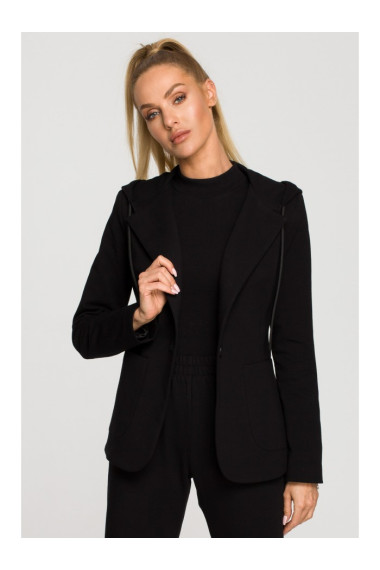 M691 Hooded blazer with single button - black