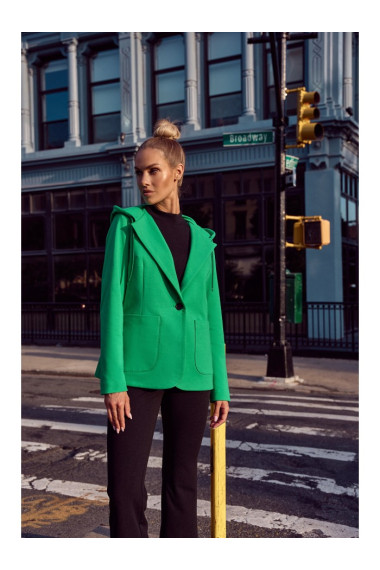 M691 Hooded blazer with single button - green