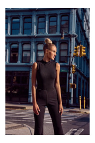 M697 High neck sleeveless bodysuit - black